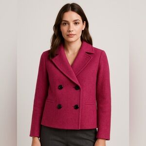 Etcetera Pink Pea Coat Double-Breasted Design